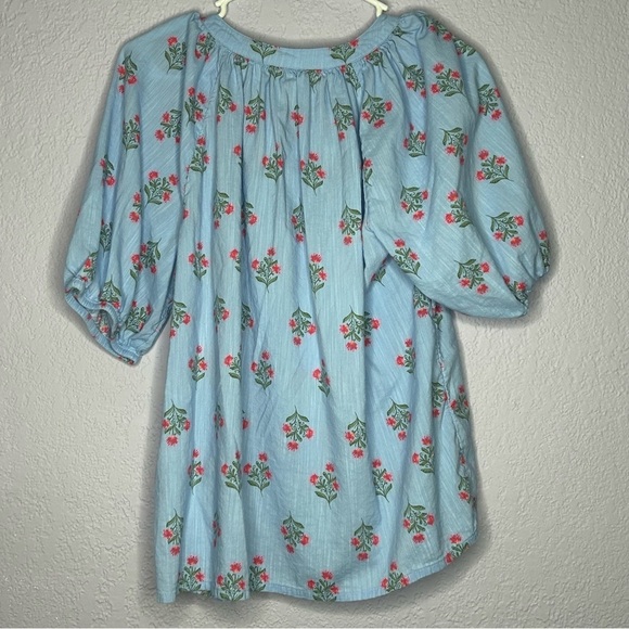 St John’s Bay Women’s Floral Print Top XL Blue Cottage core Western Prairie - Picture 3 of 7